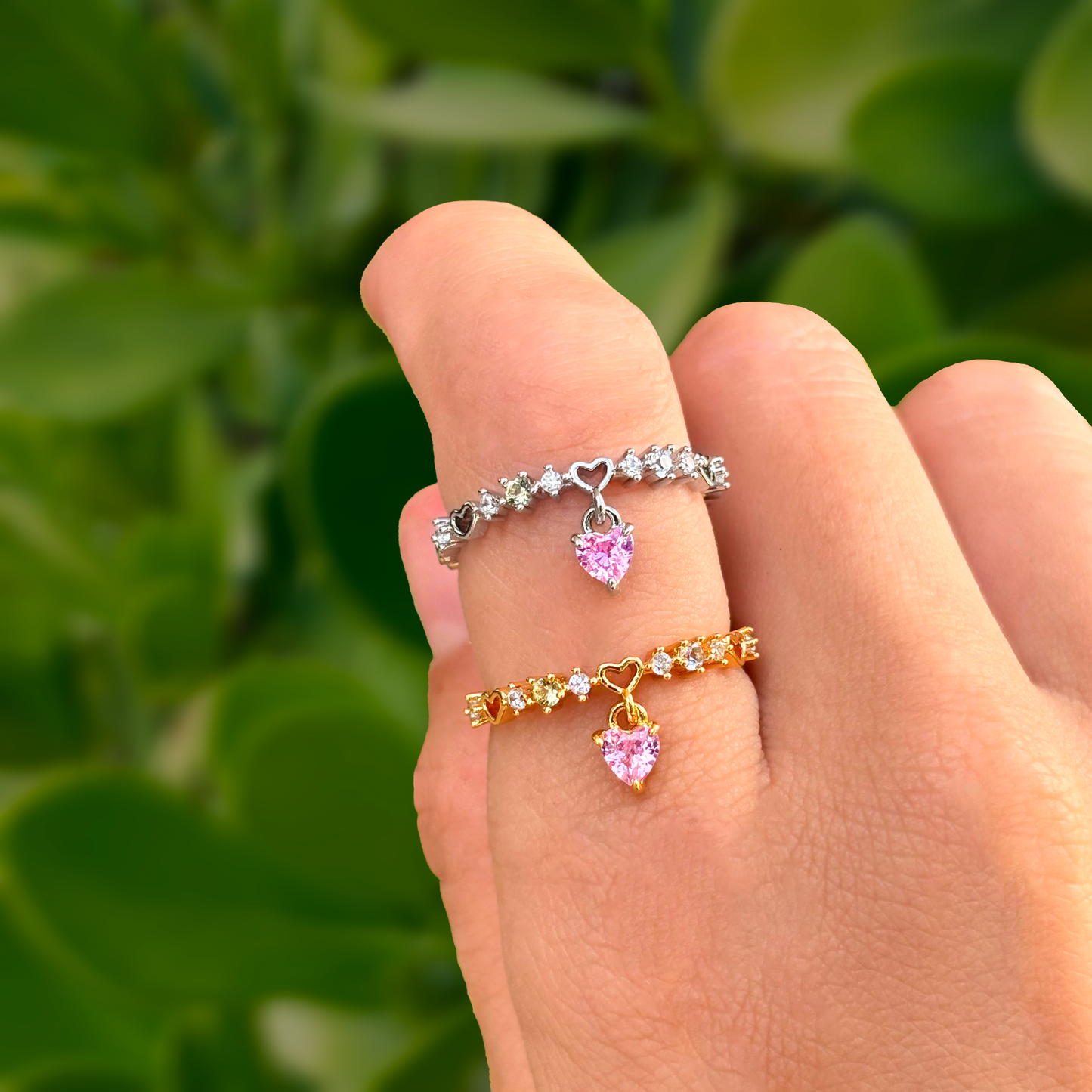 Anillo Corazones Ajustable Chapa de Oro