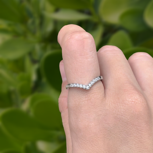 Anillo en V Zirconias Plateado Ajustable Chapa de Oro Az104