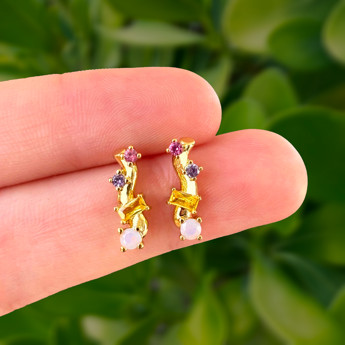 Aretes Zirconias Chapa de Oro AZ52