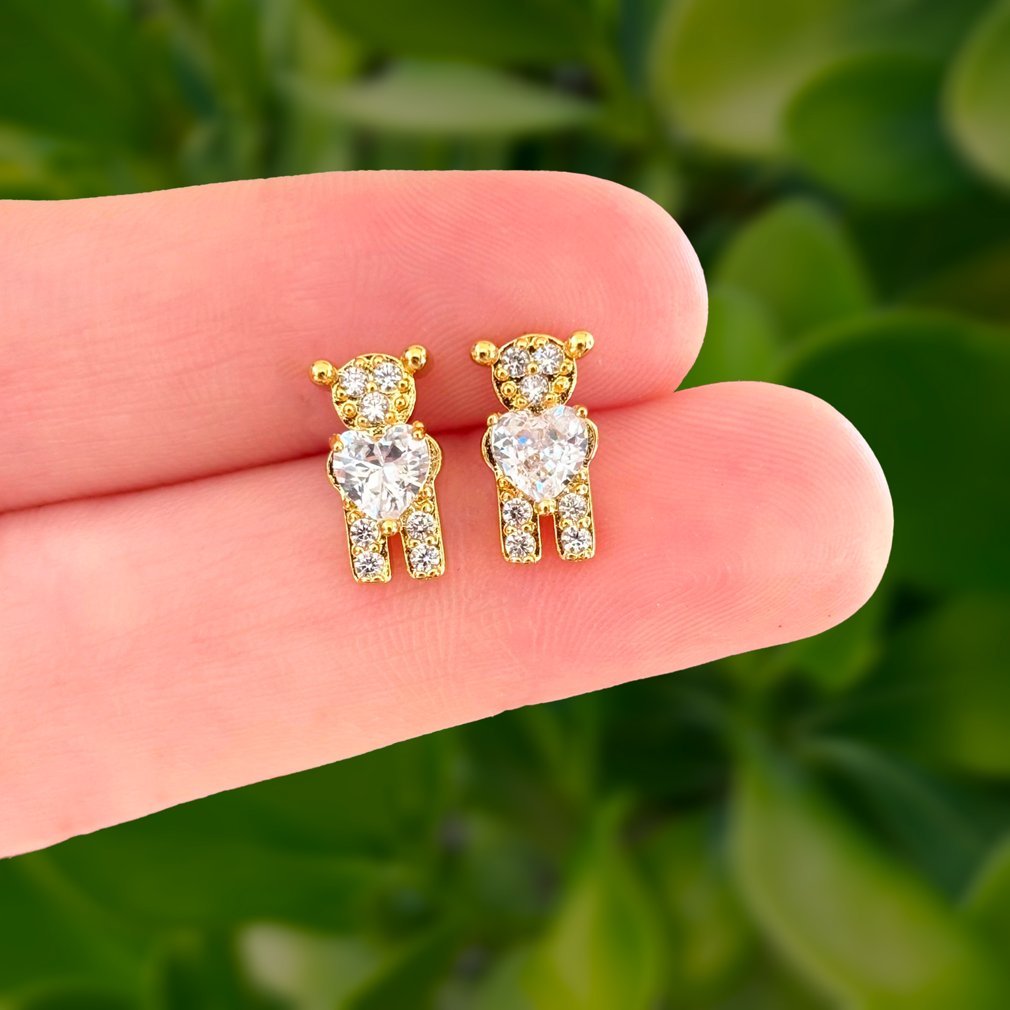 Aretes Zirconias Osito Chapa de Oro az212