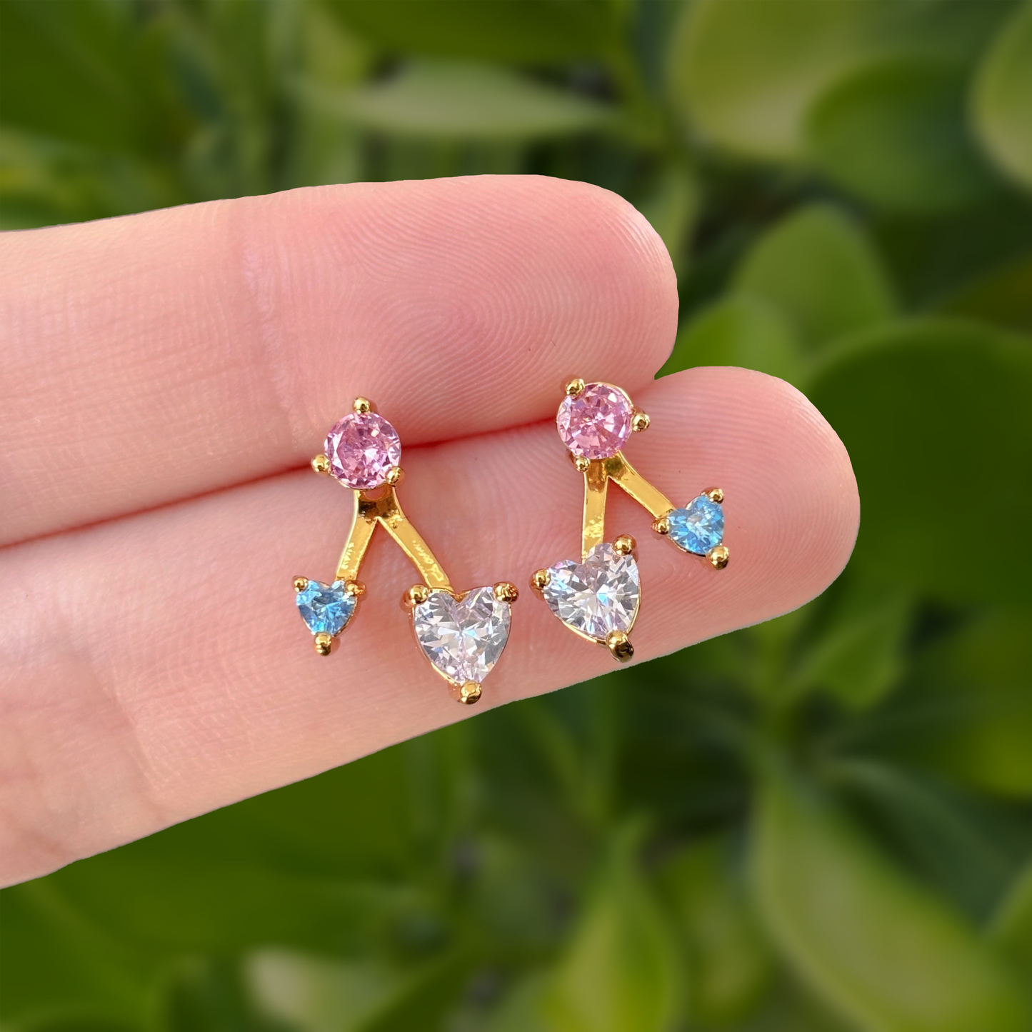 Aretes Corazones Chapa de Oro Az126