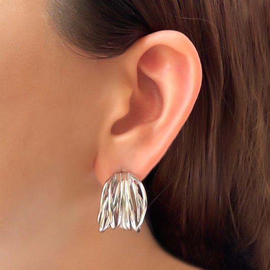 Aretes Plateados Alambre Acero Inoxidable 2BB9