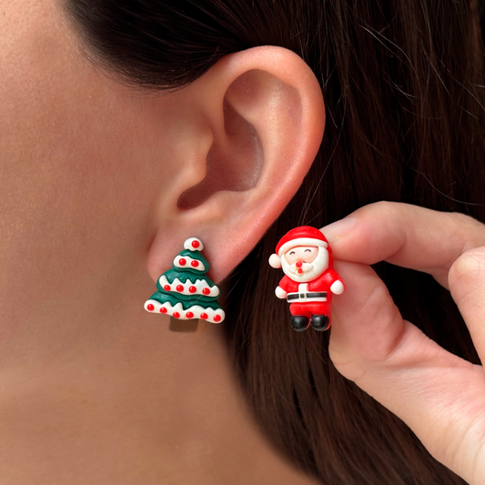 Aretes Pino y Santa Navidad  3j7