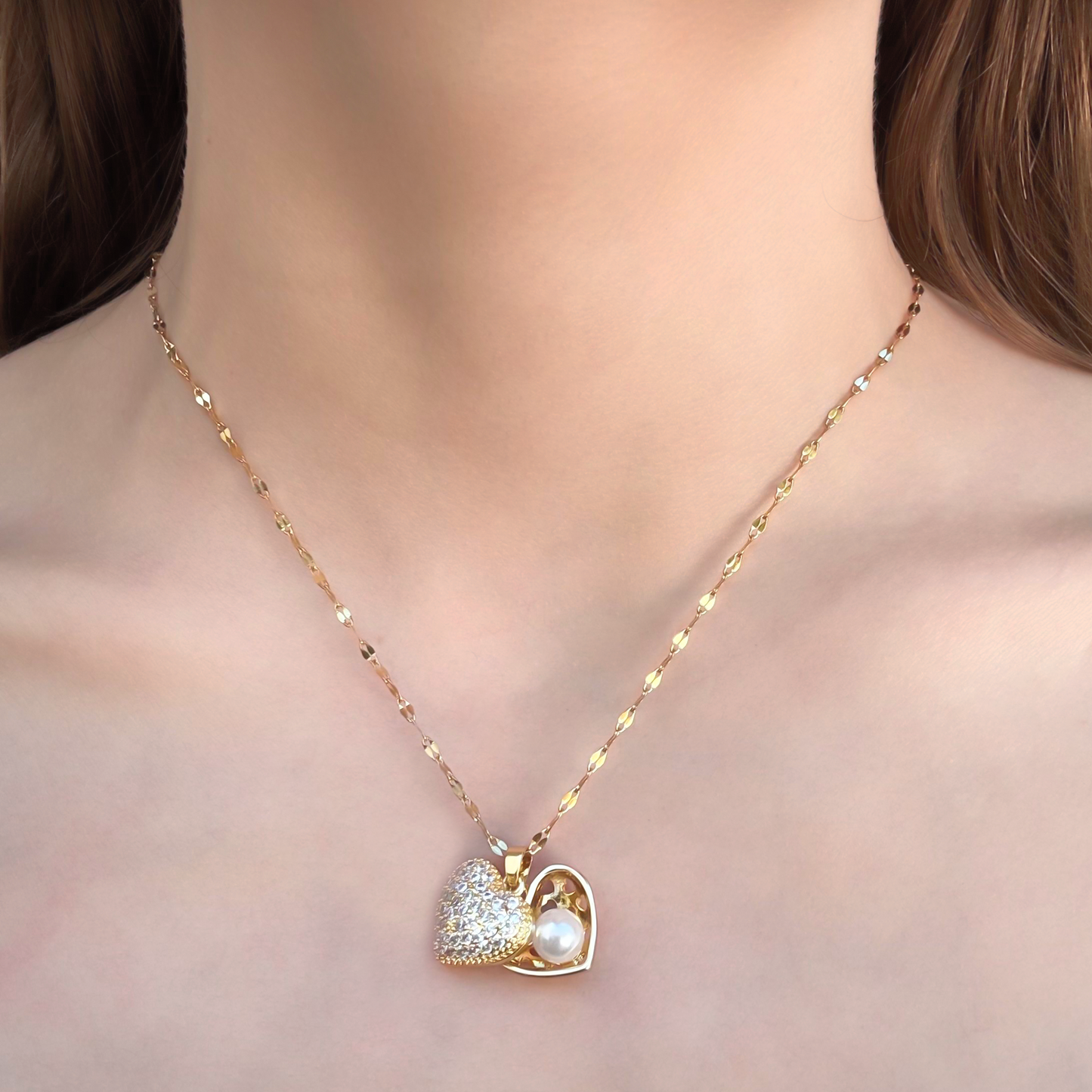 Collar Corazón Brillante Acero Inoxidable  2X8