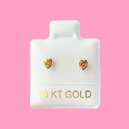 Broqueles Oro 10K Corazón Zirconias Az229