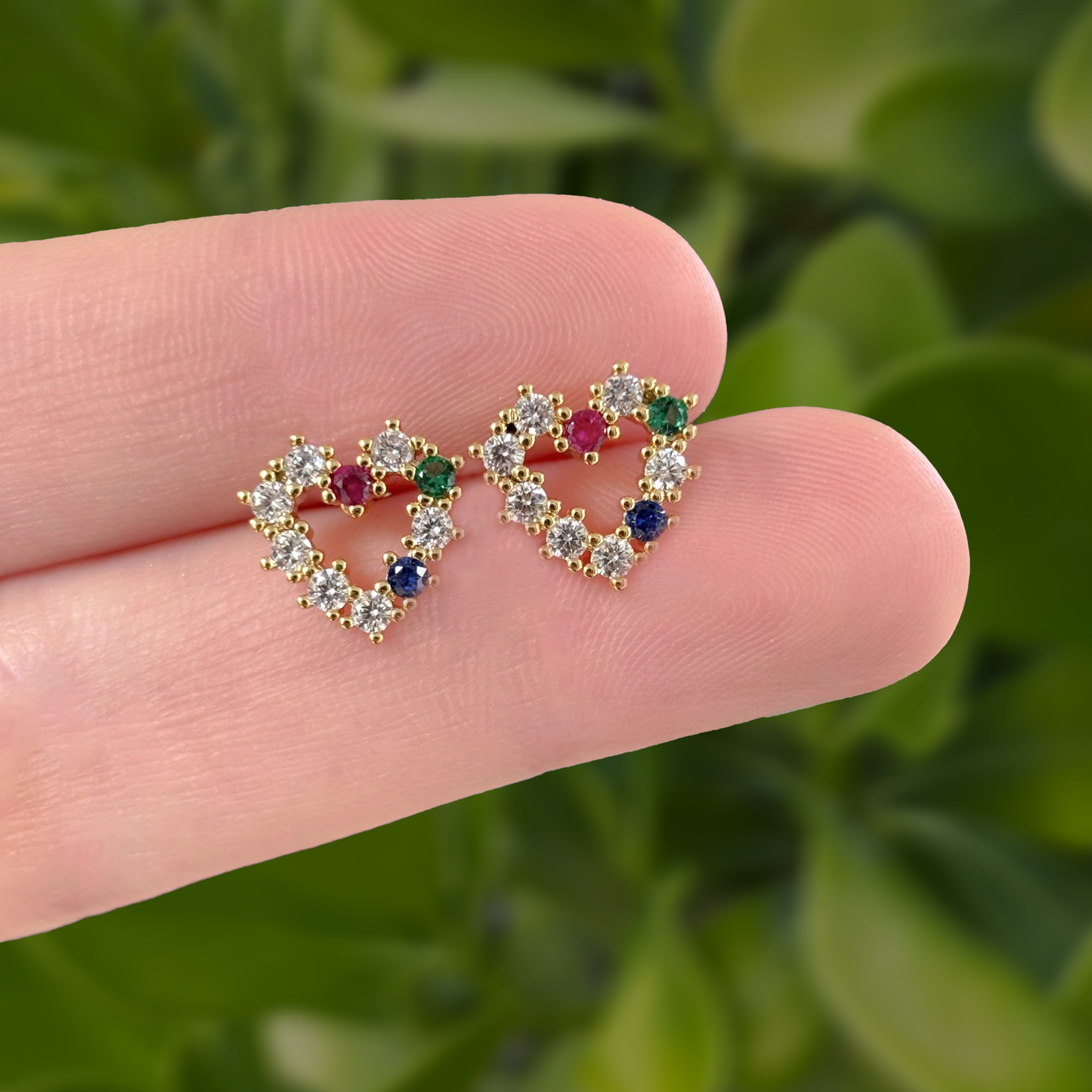 Aretes Corazón Colores  Chapa de Oro R735