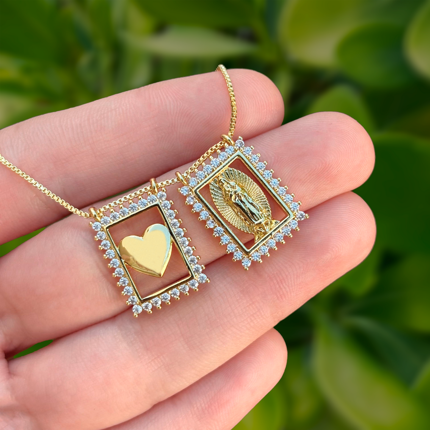 Collar Escapulario Virgen Corazón Chapa de Oro 3F2