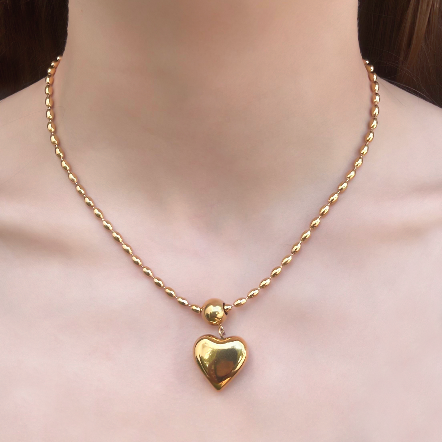 Collar Dorado Corazón Acero Inoxidable 1V5