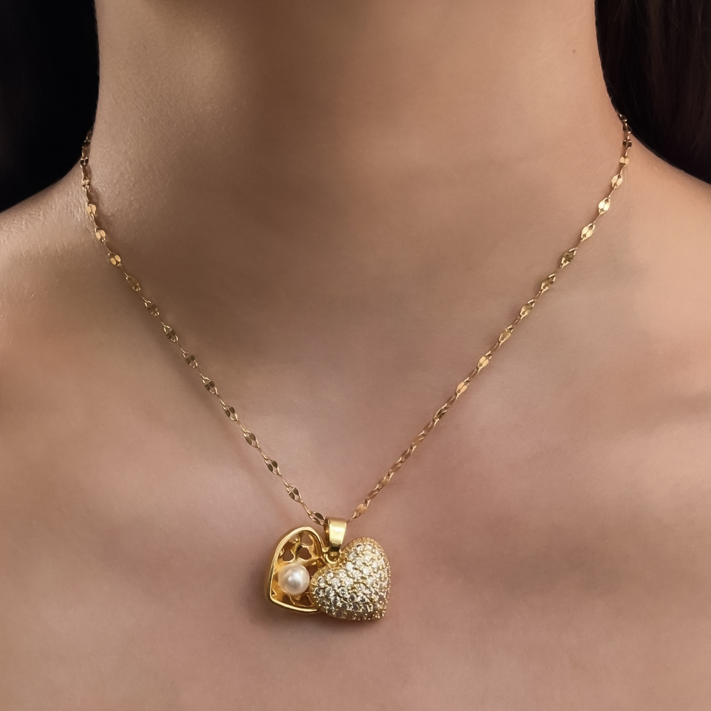 Collar Corazón Brillante Acero Inoxidable  2X8