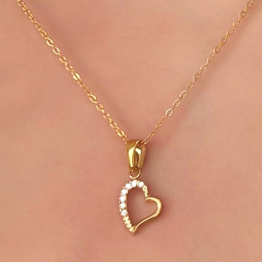 Collar Corazón Dorado Acero Inoxidable    2T5