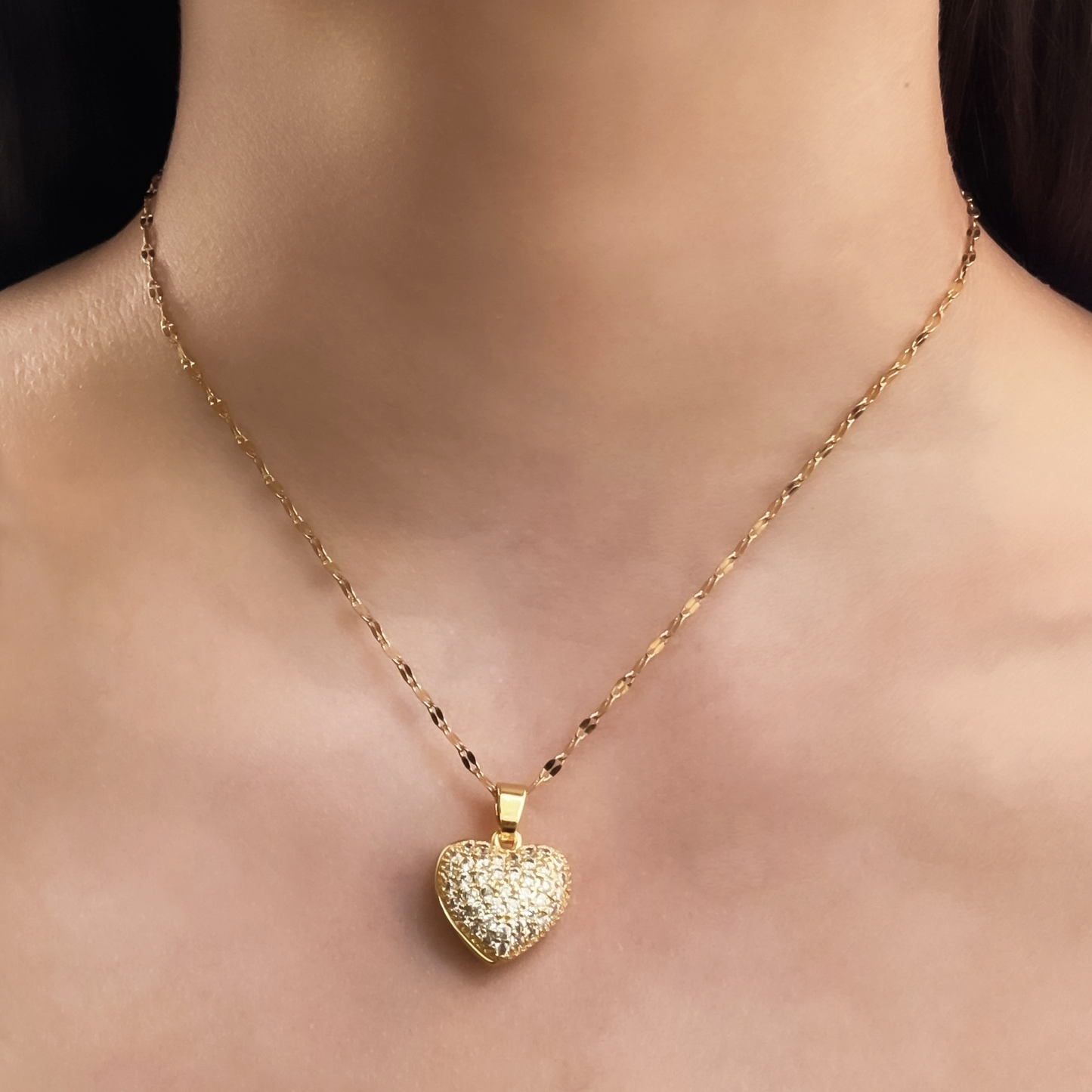 Collar Corazón Brillante Acero Inoxidable  2X8