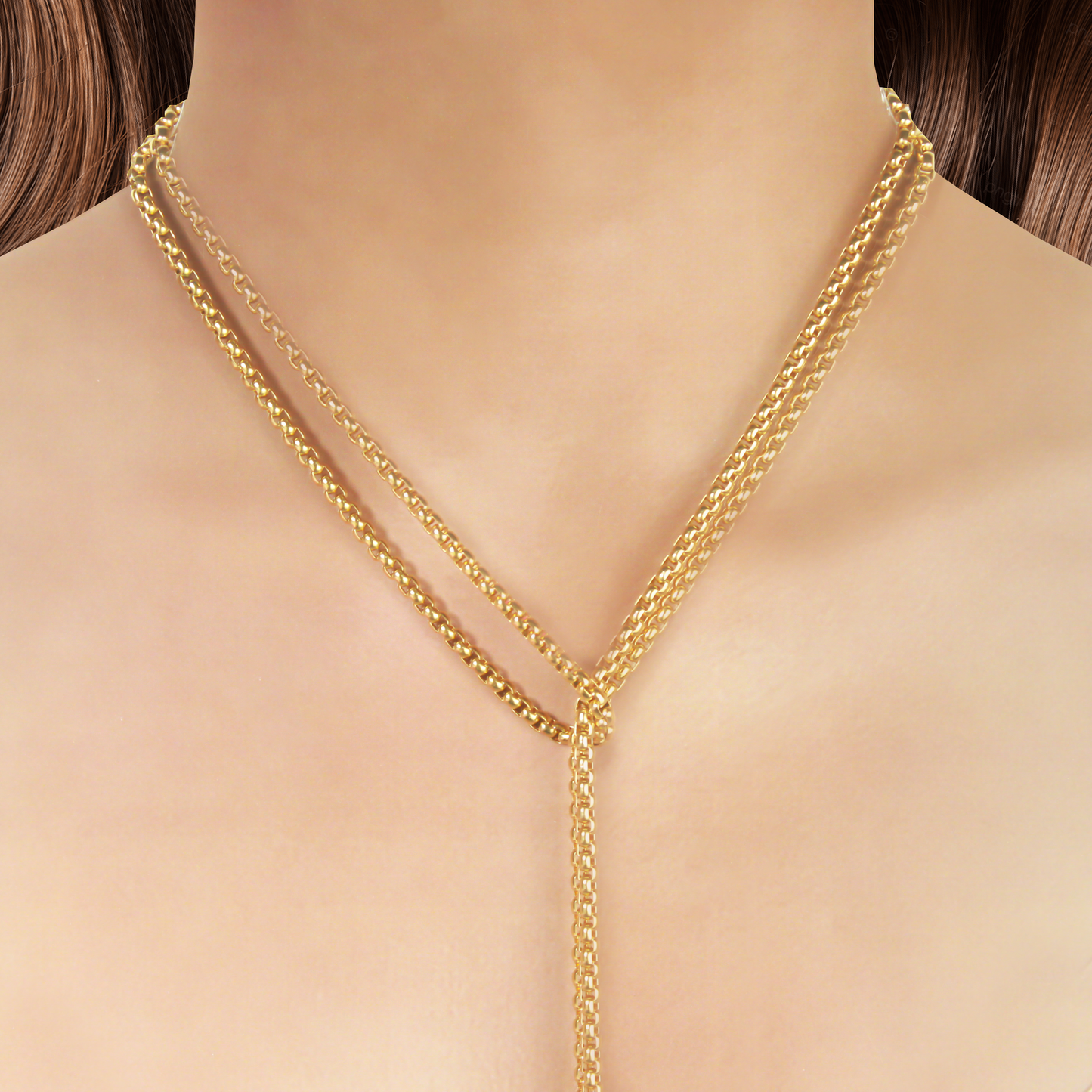 Collar Dorado Largo Abierto Acero Inoxidable 1AA3