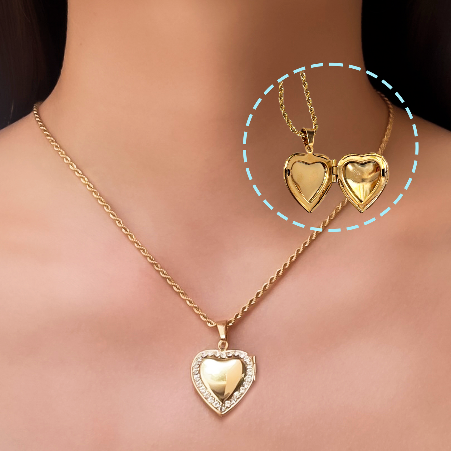 Collar Corazón Relicario Acero Inoxidable 2Z8