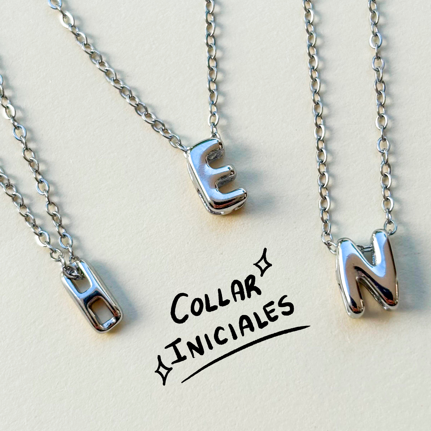 Collar Cadena inicial Globito  Plateado