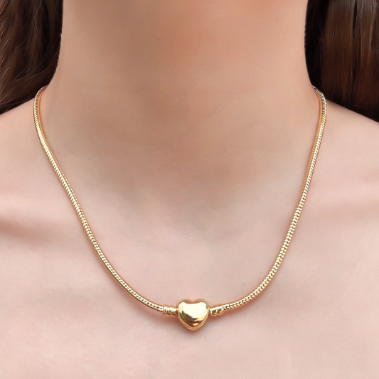 Collar Corazón Dorado (para Dijes) Chapa de Oro 2W8