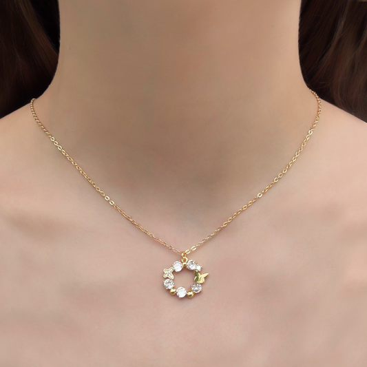 Collar Dorado Aro Mariposas y Zirconias Chapa de Oro Az439