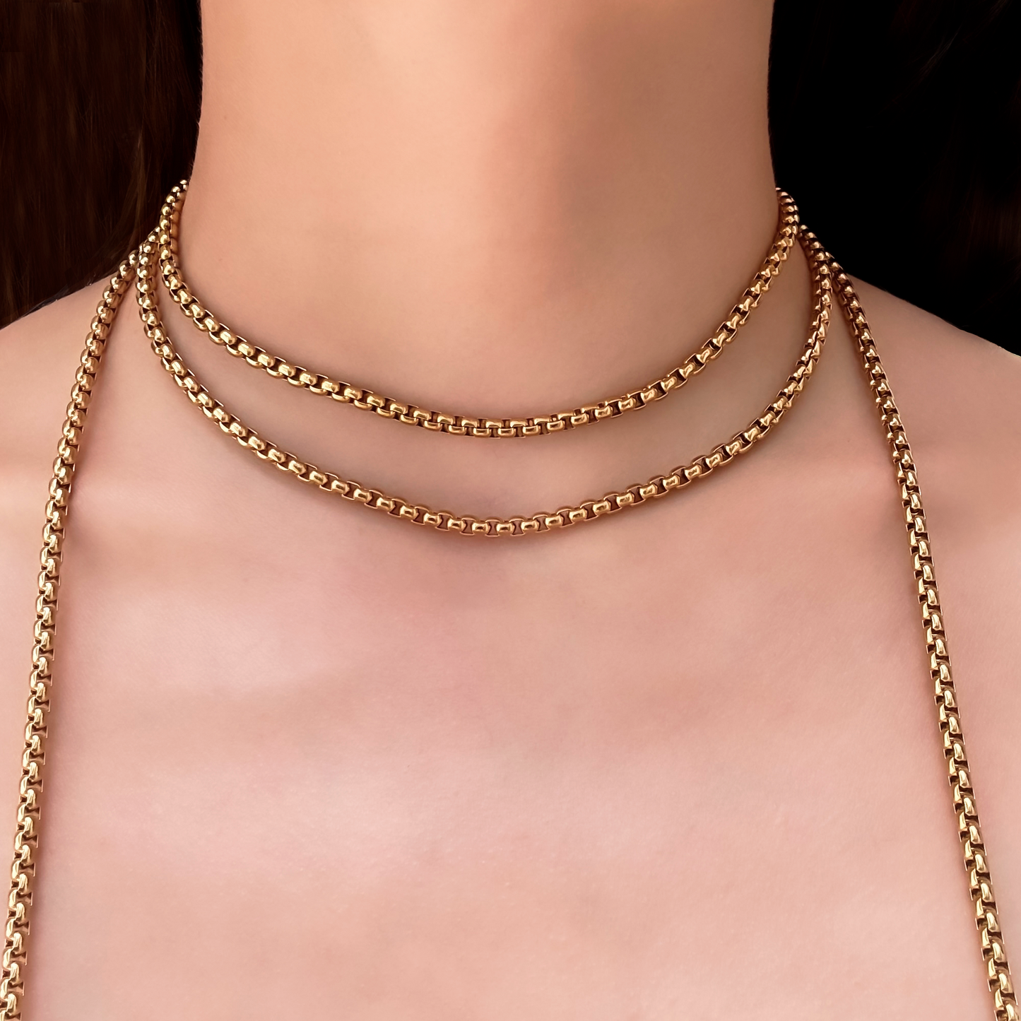 Collar Dorado Largo Abierto Acero Inoxidable 1AA3