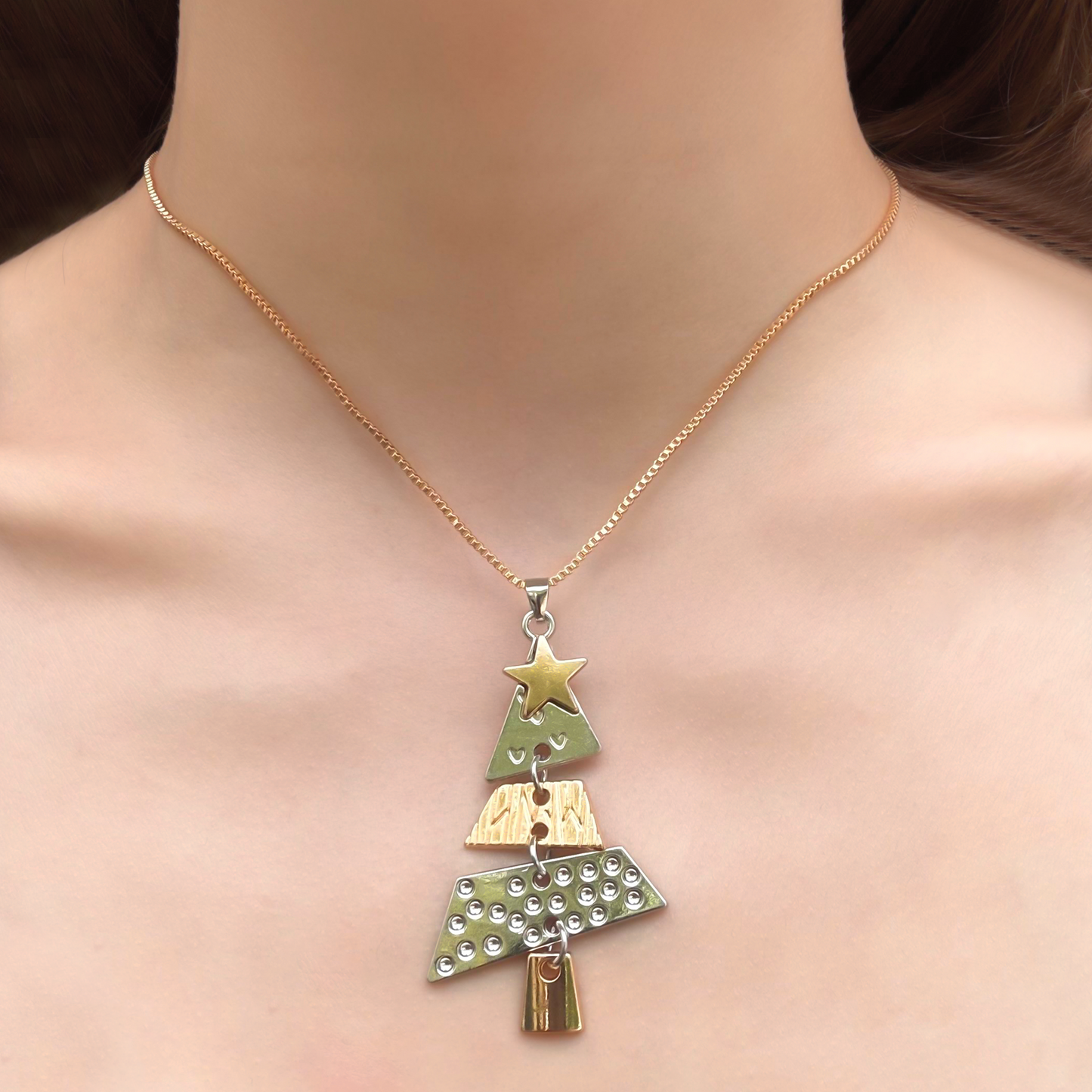 Collar Árbol de Navidad Oro-Plata 3L5