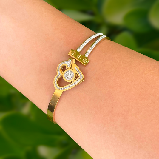 Pulsera Corazón Zirconias Acero Inoxidable  2C5