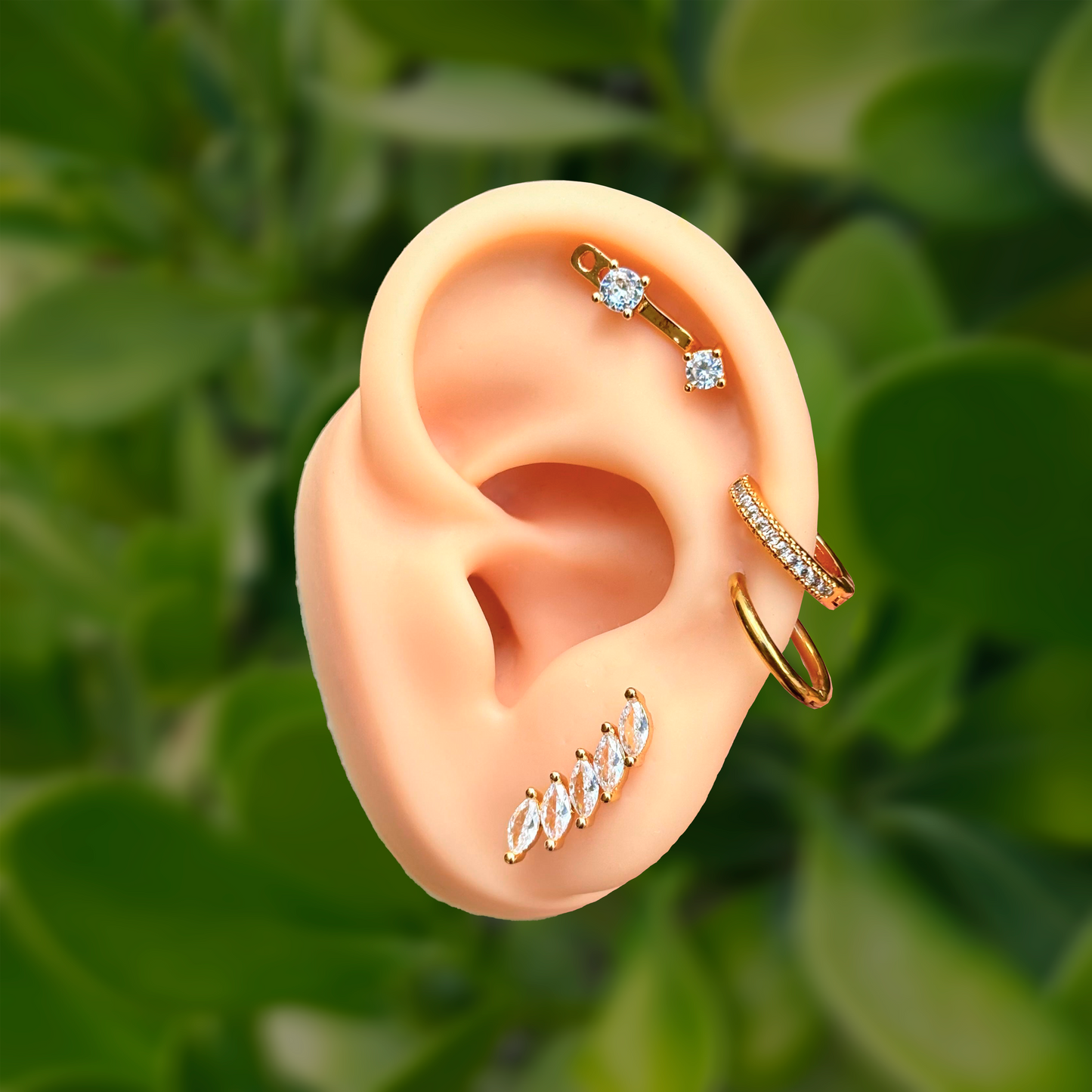 Set Piercings Arracadas Doradas 8 Piezas Acero Inoxidable 1S2