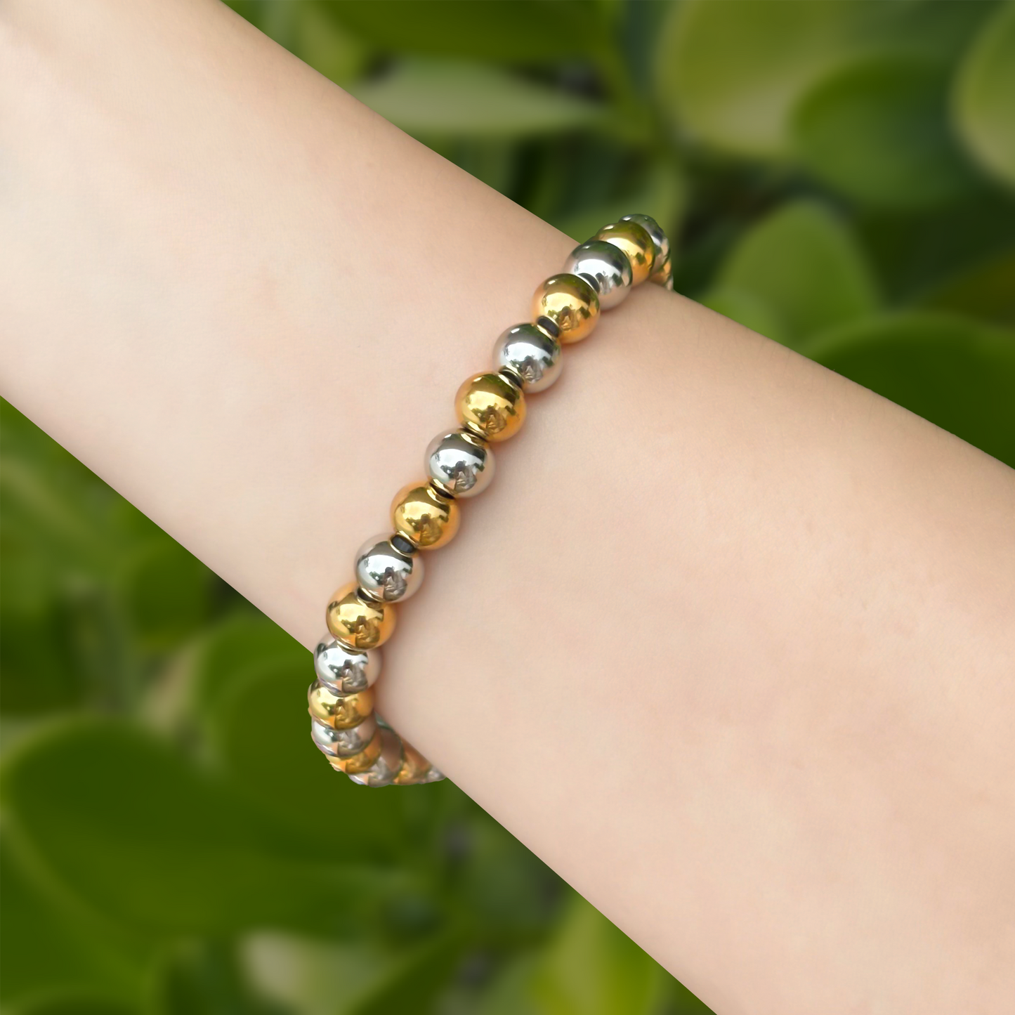 Pulsera Bolitas Oro-Plata Acero Inoxidable 2A1