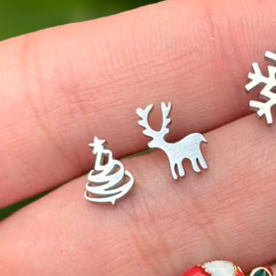 Aretes Plateado Mini Copo de Nieve Acero Inox 3L4