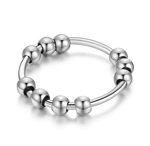 Anillo Anti-Ansiedad Bolitas Giratorias Acero Inoxidable