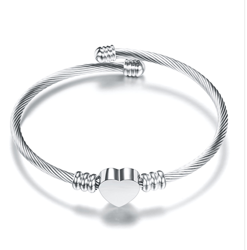 Pulsera Corazón Plateada Acero Inoxidable 1A4