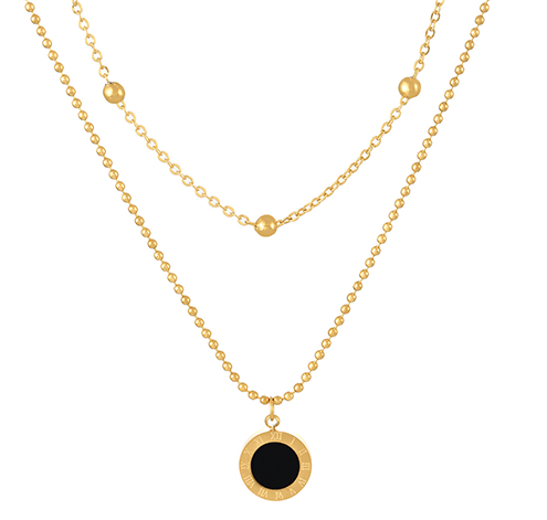 Collar Layer Dorado Doble Vista Acero Inox 4E17