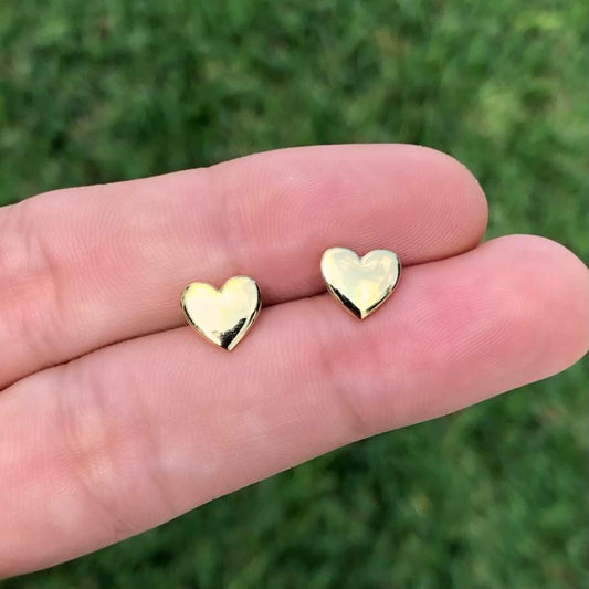 Aretes Corazón Chapa de Oro 14K R780