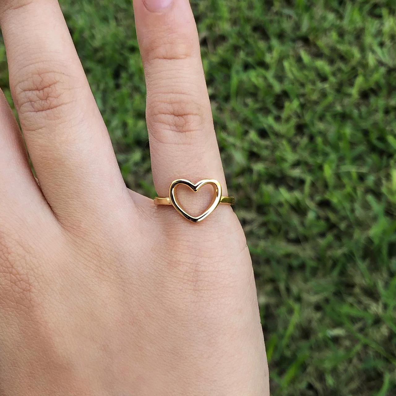 Anillo Corazón Chapa de Oro Ajustable C683