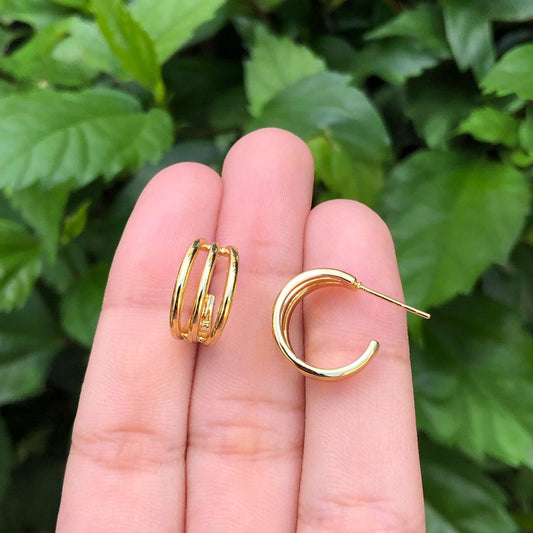 Aretes Arracada Chapa de Oro C658