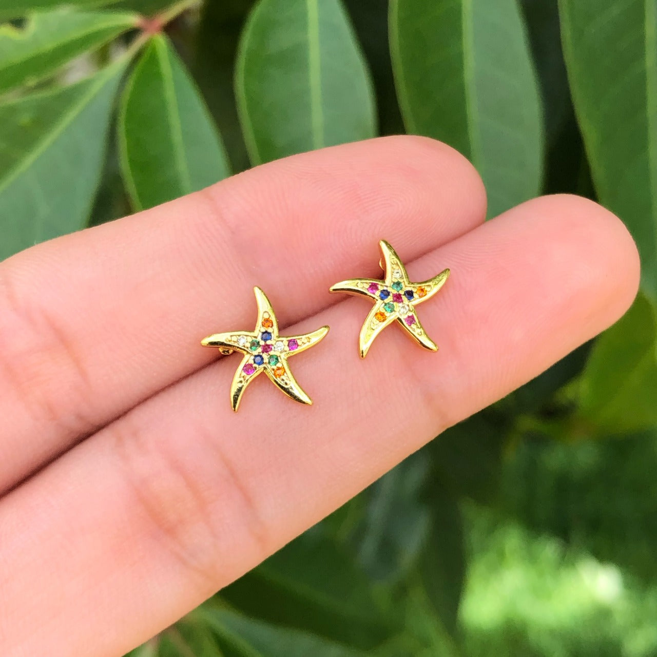 Aretes Estrella De Mar Chapa De Oro AZ74