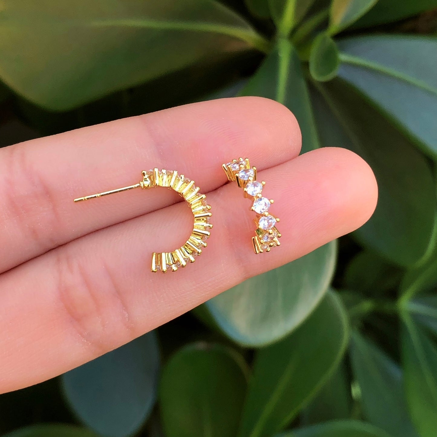 Aretes Zirconias Blancas Chapa de Oro AZ167