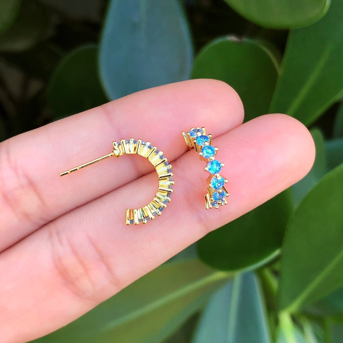 Aretes Azules Chapa de Oro AZ173