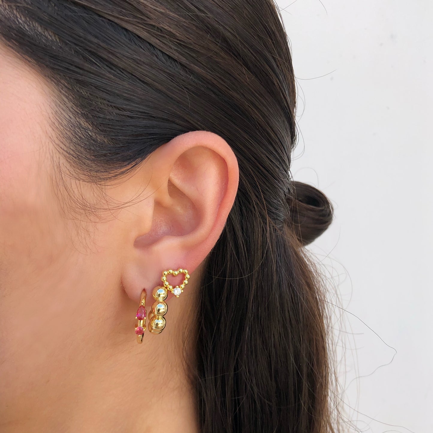 Aretes Corazón Chapa de Oro Az146