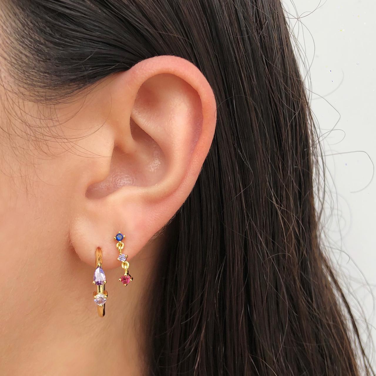 Aretes Multicolor Chapa De Oro AZ2