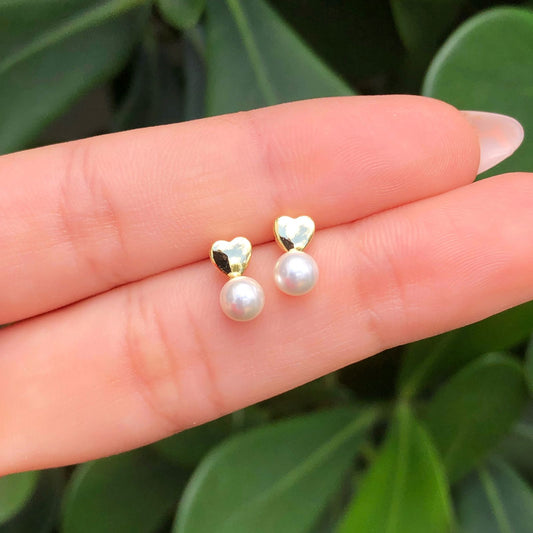 Aretes Corazón Chapa de Oro Az363