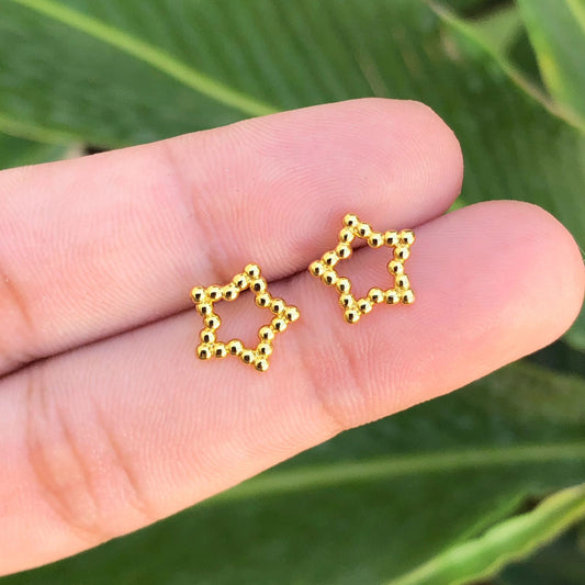 Aretes Estrella Chapa de Oro R759