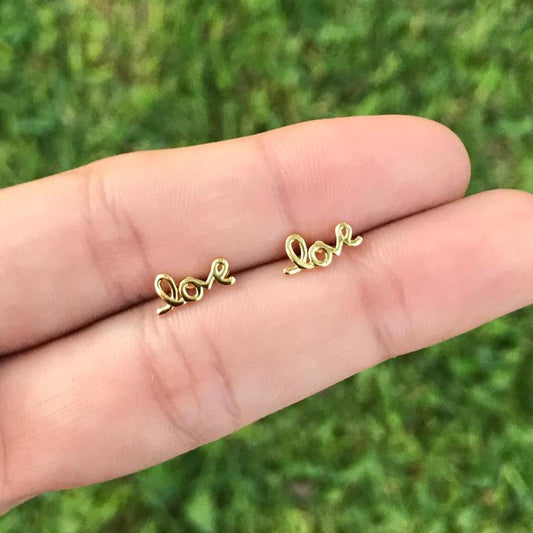 Aretes Love Chapa de Oro R731