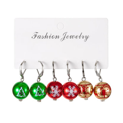 Set Aretes Esferas Navideñas
