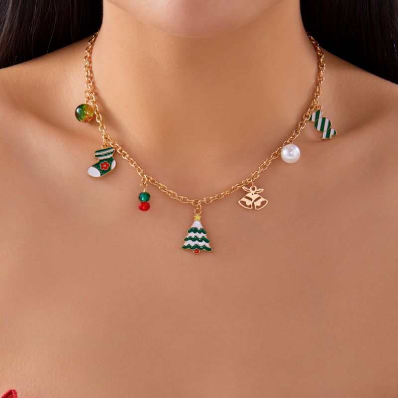 Collar Dorado Charms Navidad
