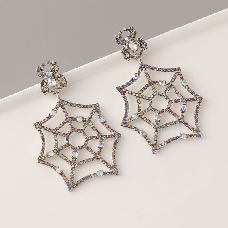 Aretes  Araña y Telaraña Brillante