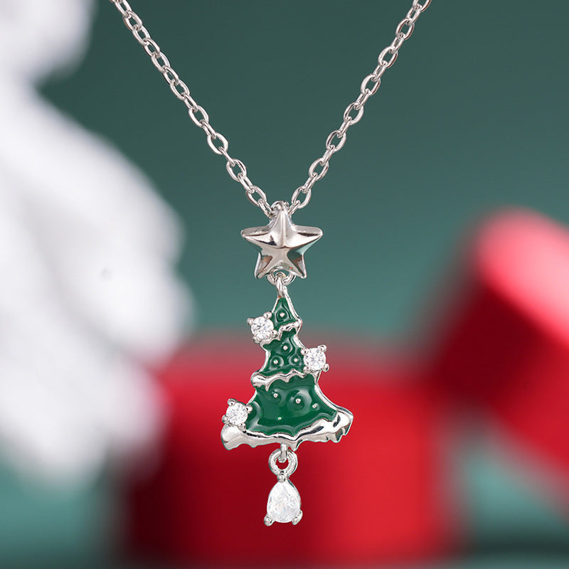 Collar Plateado Arbol Navidad Zirconias