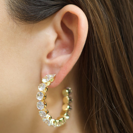 Aretes Arracada Zirconia Blanca 1F6