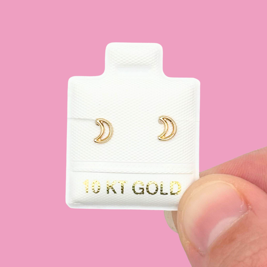 Broqueles Oro 10K Luna Silueta Az185