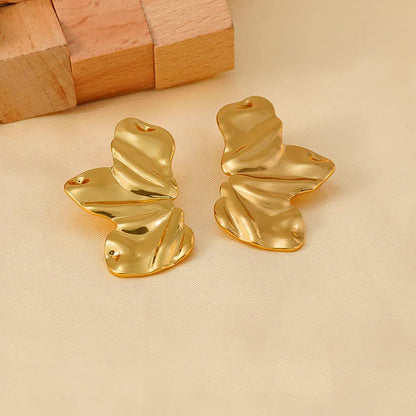 Aretes Hoja Dorada Acero Inoxidable 1M1