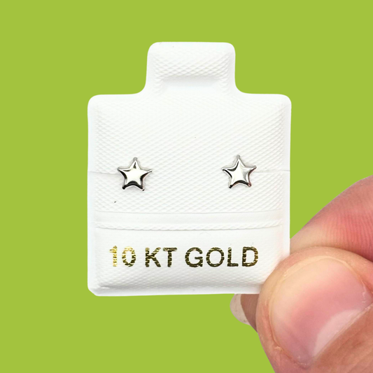 Broqueles Oro 10K Estrella Plateada Az214