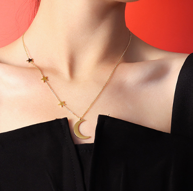 Collar Luna Estrella Acero Inox  LU