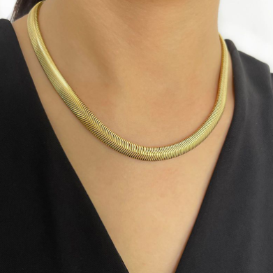 Collar Dorado Grueso Acero Inoxidable 1B8